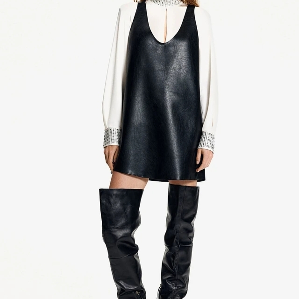 H&M Black Faux Leather Dress